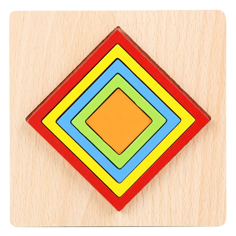 

Baby Jigsaw Puzzle Wooden Standing Volume Puzzle Educational Toy Rainbow Geometric Shape Cognitive Grasping Board
