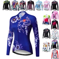 weimostar women cycling jersey long sleeve 2022 pro team bicycle clothing autumn mtb bike jacket flower cycle wear ropa ciclismo
