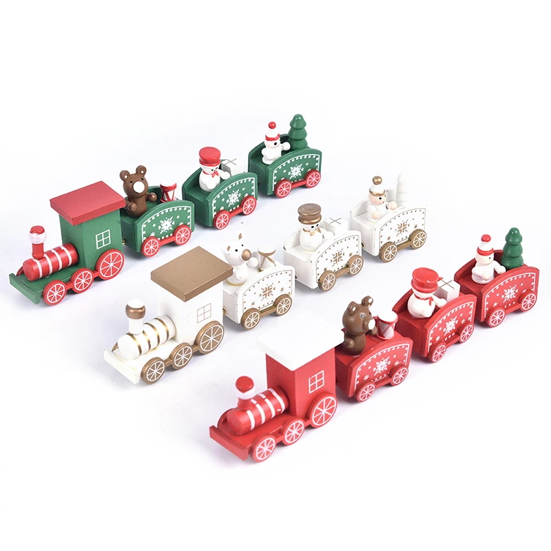 

4 Knots Christmas Train Painted Wooden Christmas Decorations for Home Christmas Gift Xmas Gift New Year 2021 20.5*5.3*2.8cm