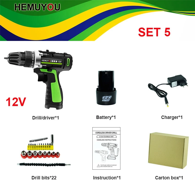 HMY212-12V 12 В 16,8 в аккумуляторная электрическая отвертка перезаряжаемая литиевая батарея двойная скорость Аккумуляторная дрель электроинструменты - Цвет: HMY212-12V
