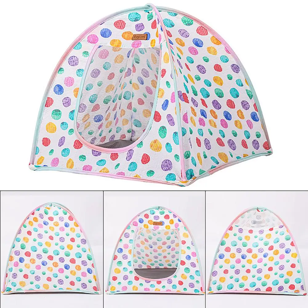 

Pet Rainbow Dot Tent Breathable Cat Dog Litter Foldable Sleep Pad Enclosure Tent Indoor Playpen Portable For Cats Small Dogs
