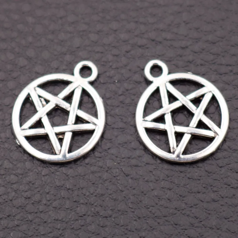 10 шт покрытые серебром Цвет покрытием Подвеска с пентаграммой в стиле ретро