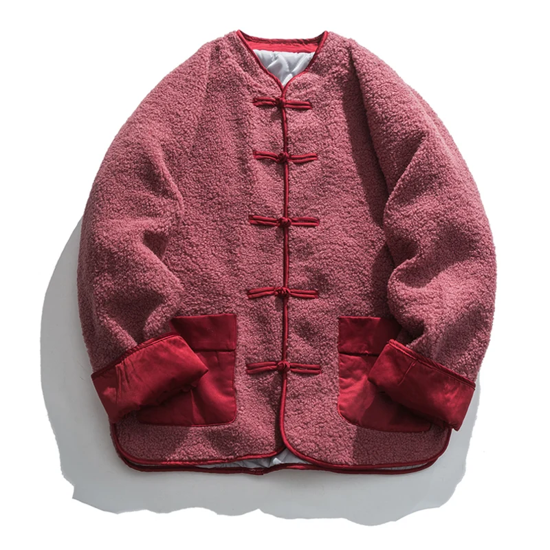 HFYF Chinese Style Loose Oversized Cashmere Coat Cloak Thick Cotton Jacket