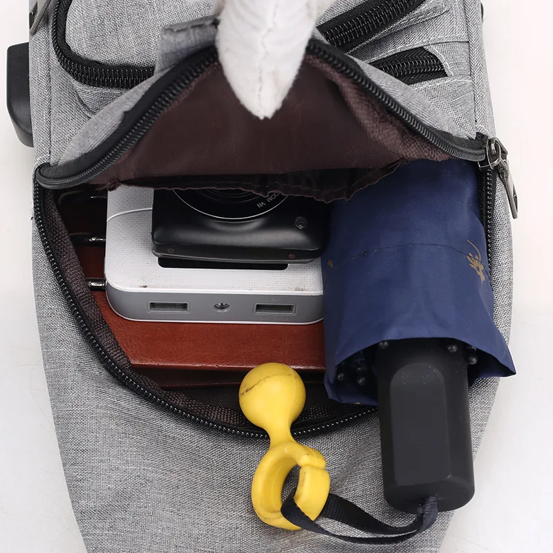 Мужская нагрудная сумка с USB-зарядкой и защитой от кражи |