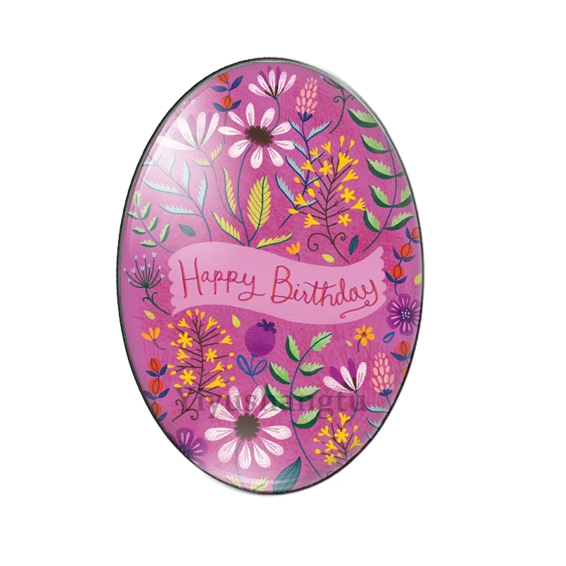 Happy birthday to you best wishes 10pcs mixed 13x18mm/18x25mm/30x40mm Oval photo glass cabochon demo flat back Making findings | Украшения