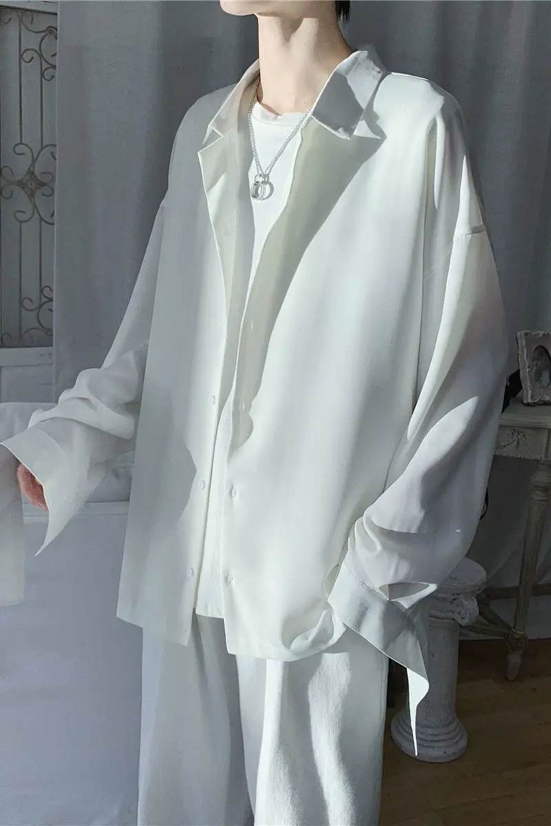 

2020 spring solid color slim casual versatile Long Sleeve Shirt Kpop Beach Holiday Minimalist Preppy Style