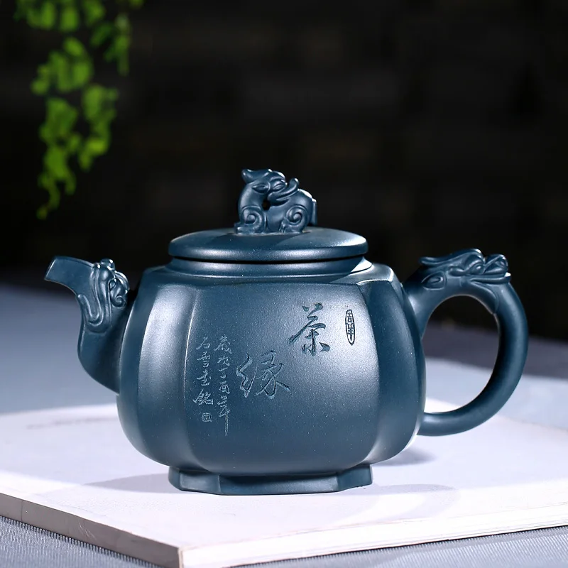 

★TaoYuan 】 violet arenaceous famous TaoShun pure hand, recommended the teapot ink chlorite sifang tenglong 430 cc