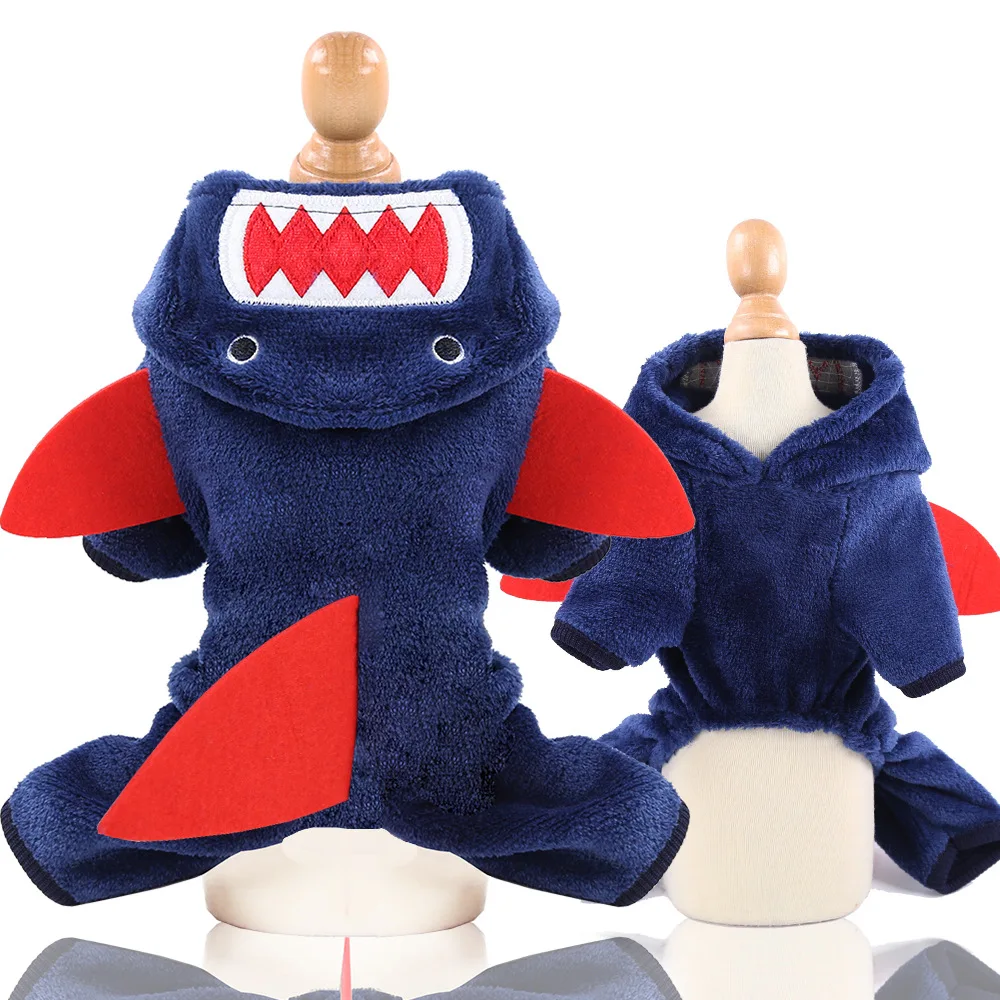 

Pet Dog Clothes Coral Fleece Warm Shark Transformed Into Cartoon Costume