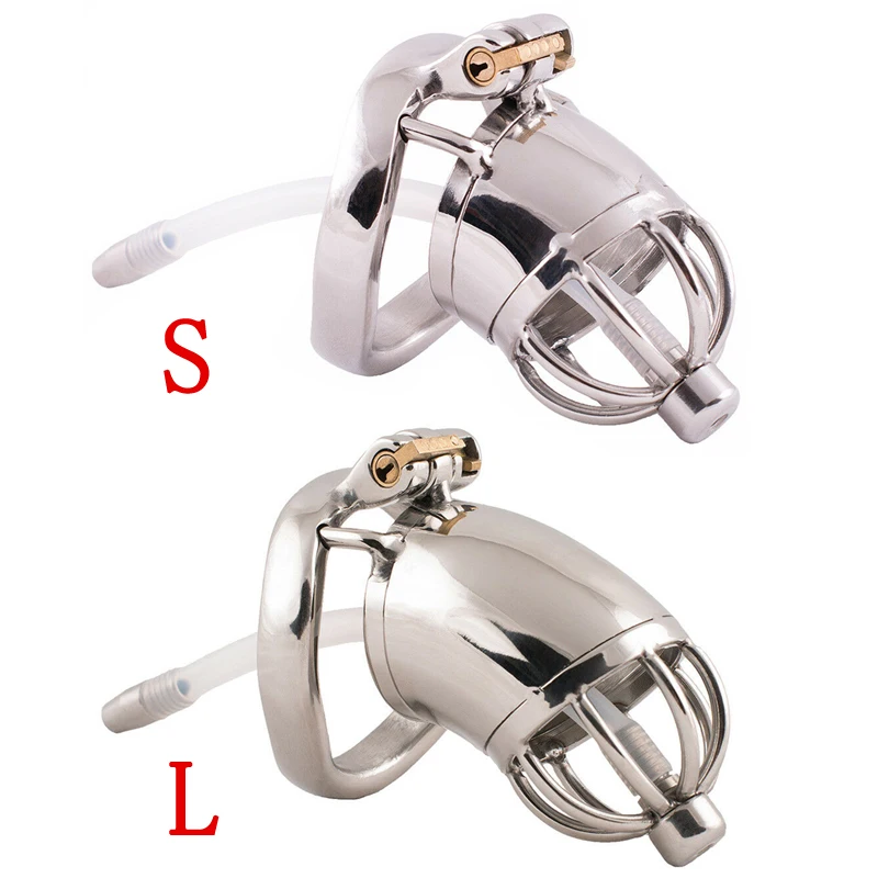 

304 Stainless Steel Male Chastity Device Penis Cage Cock Ring with Urethral Sounds Catheter Tube Metal Chastity Belt Lock for Me