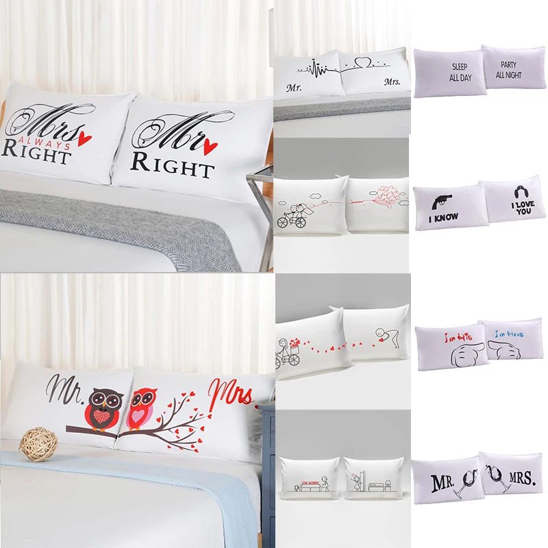 Двойная кровать Прямоугольная подушка 50*75 см наволочка пара свадьба комната