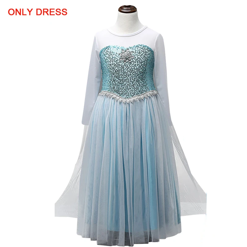 Платье принцессы Эльзы для девочек косплея с принтом Снежной королевы Анны