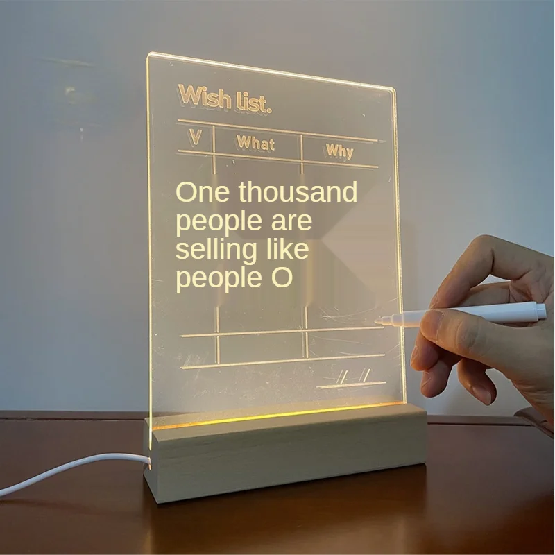 

Simple Transparent Luminous Erasable Note Board Desktop Message Light Board Memo Couple Gift