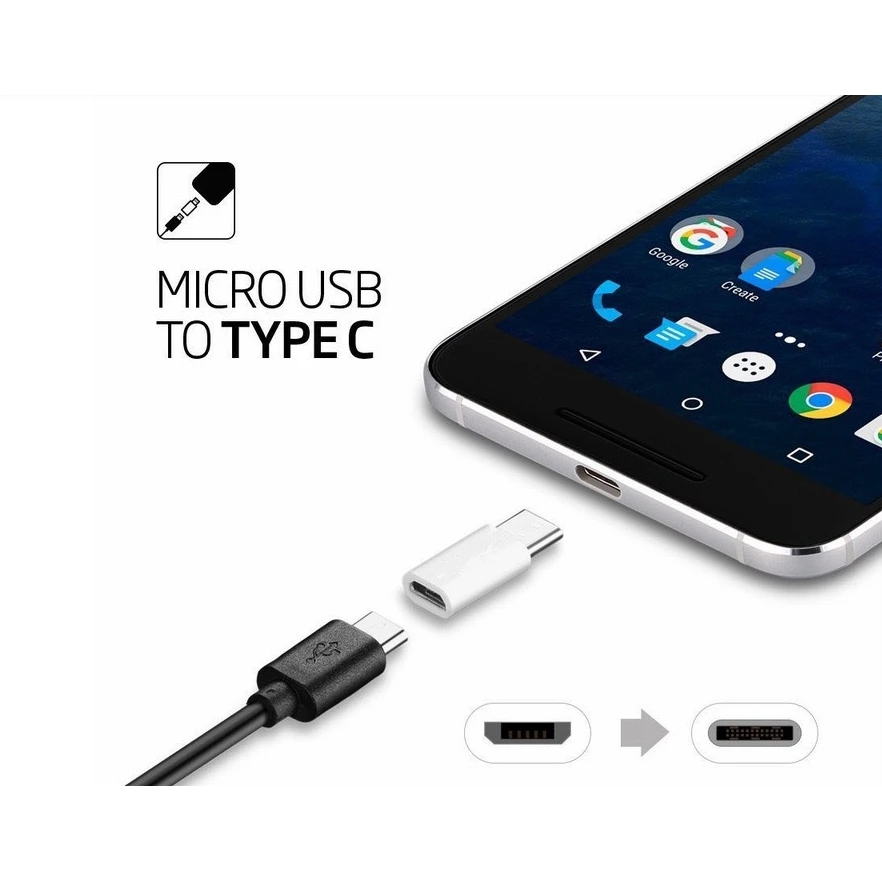 

Ready stock type C adapter micro USB Android to type-C phone charger metal shell