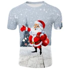 Санта Клаус 3d футболка для мужчин на каждый день короткий рукав Топ забавные уличная костюм унисекс, с рождественским рисунком в стиле аниме, футболка детская повседневная футболка