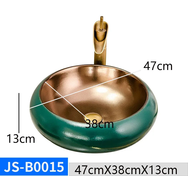 

Nordic Light Luxury Wash Hand Basins Ceramic Bathroom Sinks Home Hotel High-end Golden Single Basin