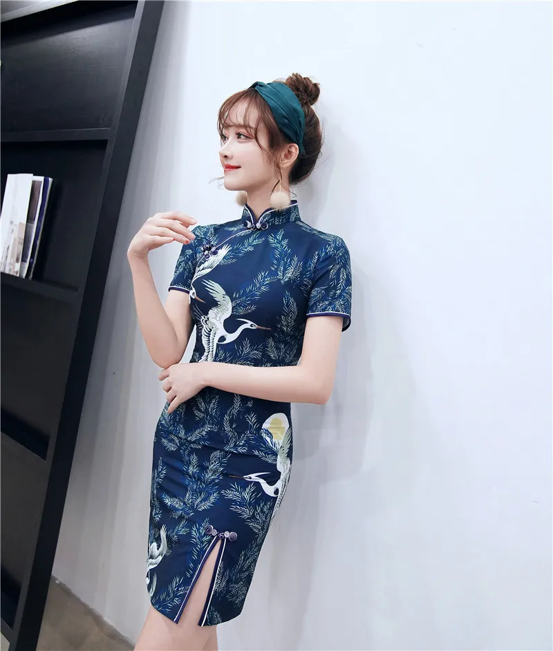

Theme party summer short sleeve qipao dress for women