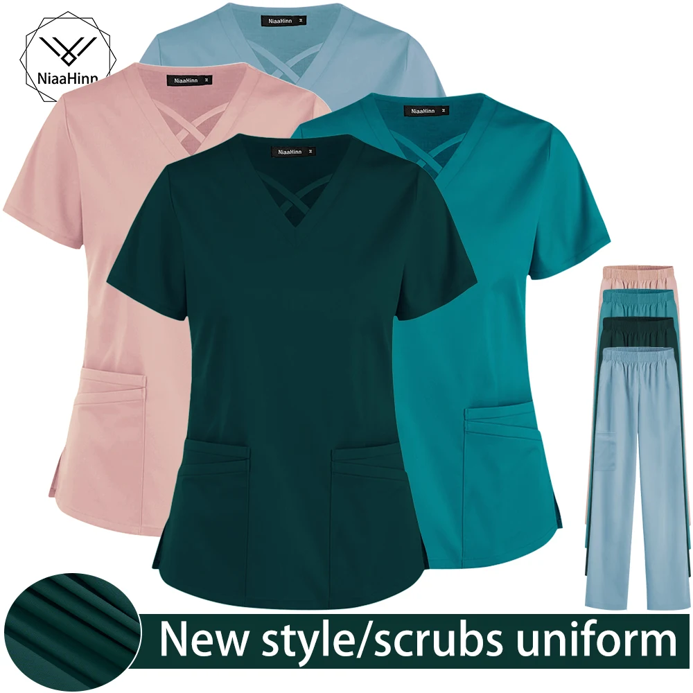 

Elastic Nursing Uniforms Clinic Sexy Suit Female Scrubs Workwear Hospital Doctor Clothing Breathable Healthy Beauty Wear Clothes