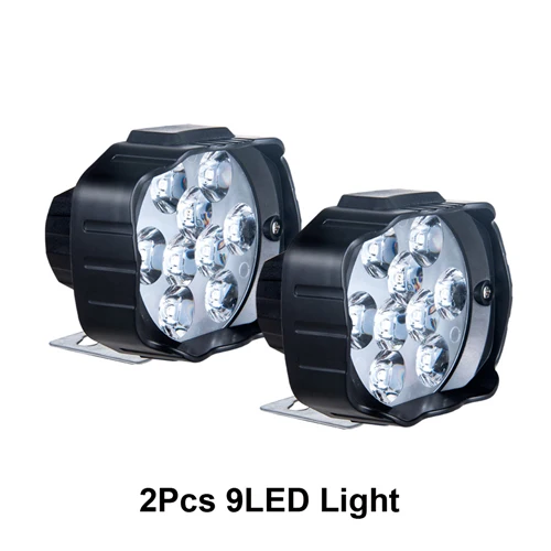 2PCS 9LED Точечный светильник для мотоцикла, головной светильник для скутера, противотуманный Точечный светильник светодиодный для мотоцикла ATV 12 В 6500 К, белый двигатель, рабочая фара для автомобиля DRL - Цвет: 2PCS 9LED