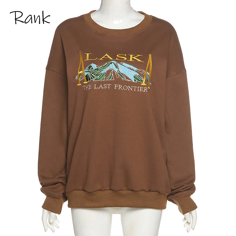 

Rank Embroidery Sweatshirts Women 2020 Harajuku Streetwear Casual Long Sleeve Crewneck Oversized Fashion Hoodie Korean Girls