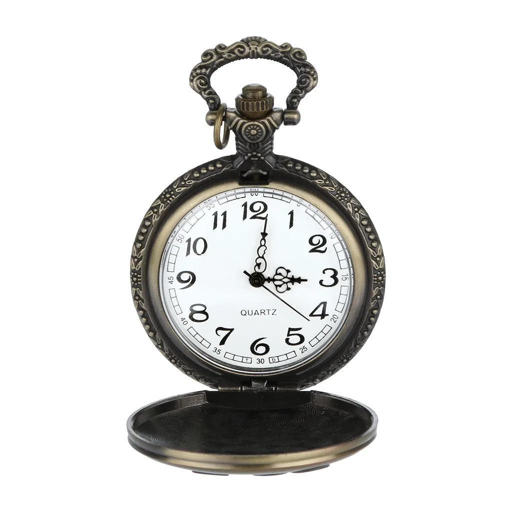 

Men's Hollow Pocket Watch Personalized Pattern Printing Pocket Watch Retro Quartz Roman Numeral Pocket Watch 40*