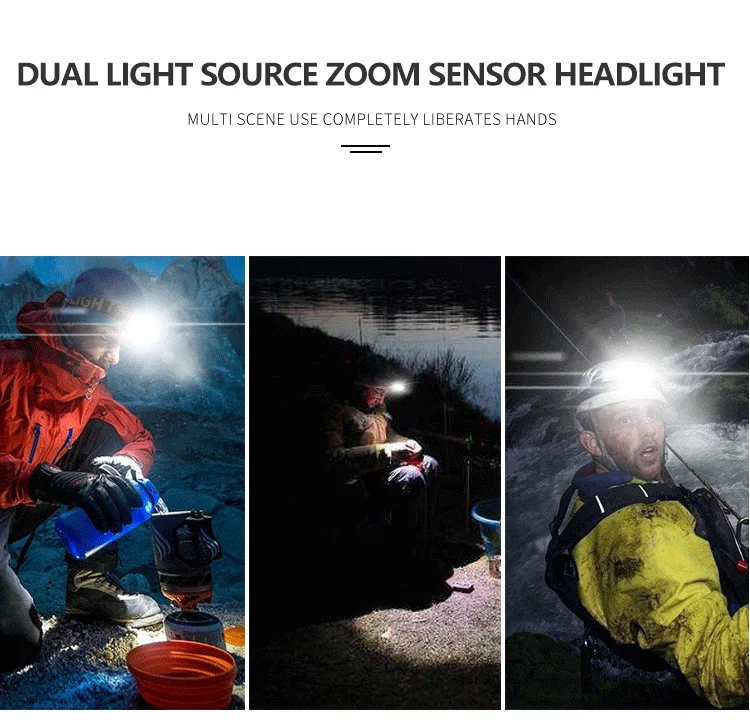 

8000LM Powerful Headlamp Body Motion Sensor LED Headlight USB Rechargeable Head Lamp Light Head Front Light For Camping Fishing