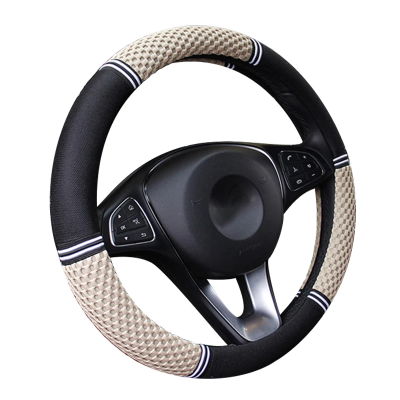 

Summer Ice Silk Car Steering Wheel Cover 37-38CM Four Seasons Non-slip Breathable Car Handle Cover Car Accessories