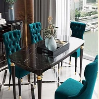 Light luxury modern simple American marble solid wood dining table and chair combination rectangular size apartment dining table