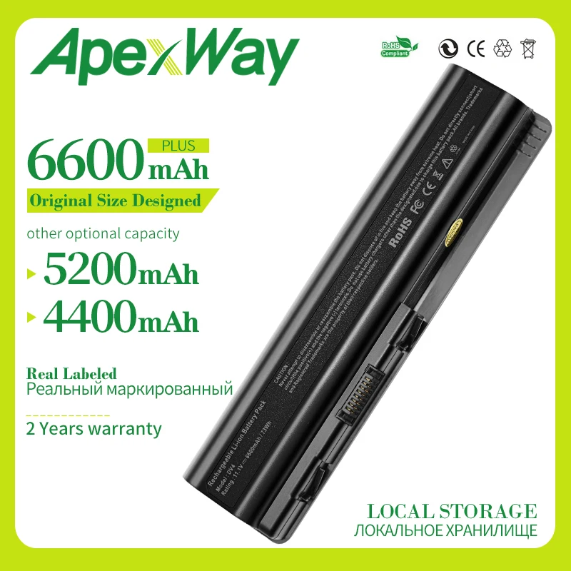 Apexway 6 ячеек запасная батарея для ноутбука HP Pavilion DV4 DV5 DV6 аккумулятор 484170-001 HSTNN-IB72