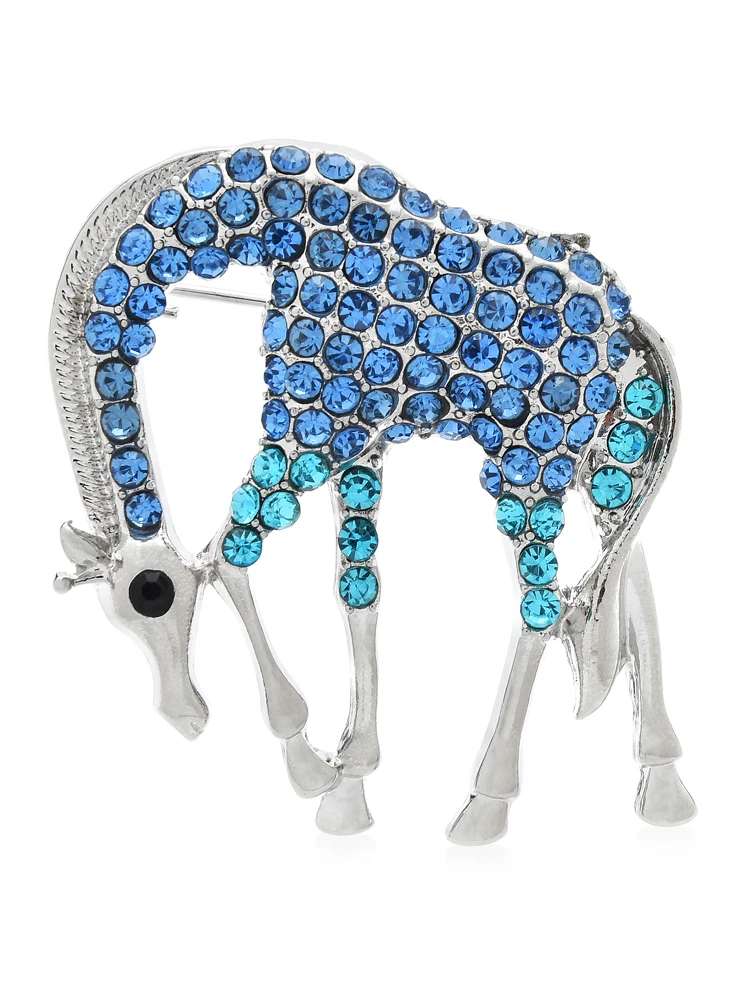 

Wuli&baby Rhinestone Giraffe Brooches For Women Unisex 3-color Metal Deer Animal Party Office Brooch Pin Gifts