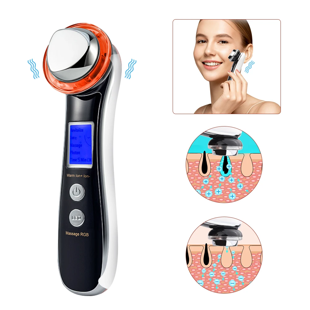 

RF EMS LED Photon Rejuvenation Massage Machine Face Lift Skin Tighten Device Wrinkle Removal Radio Frequency Facial Massager