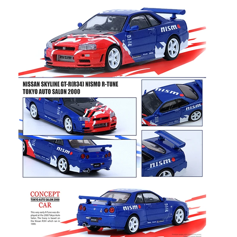 

Model Car 1:64 Pop Toys INNO Nissan SKYLINE GT-R (R34) NISMO R-TUNE Die-cast Vehicle Display Collection Gifts