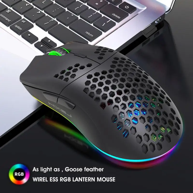 

Беспроводная мышь T66 2,4G с RGB подсветкой, встроенная аккумуляторная мышь с отверстием, подходит для ПК, ноутбука, геймера, беспроводные перифе...