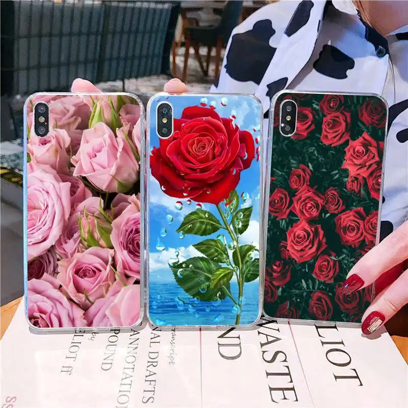 

YNDFCNB Rose Flower Phone Case for iphone 13 11 12 pro XS MAX 8 7 6 6S Plus X 5S SE 2020 XR cover