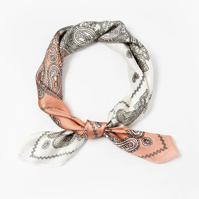 Женский маленький квадратный шарф 70*70 см шифоновый шелковый винтажный с цветами