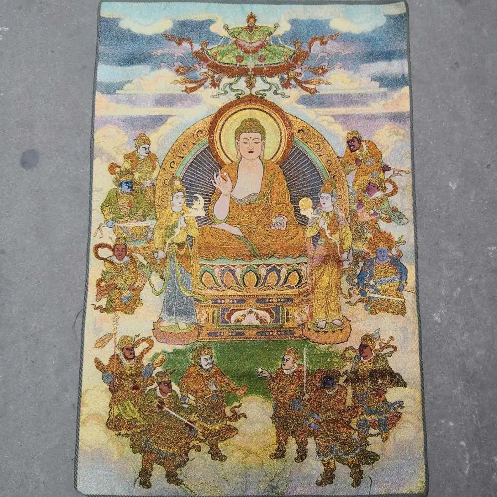 

36 inch Tibet Silk embroidery Nepal Medicine Buddha Tangka Thangka Paintings family wall decorated the mural