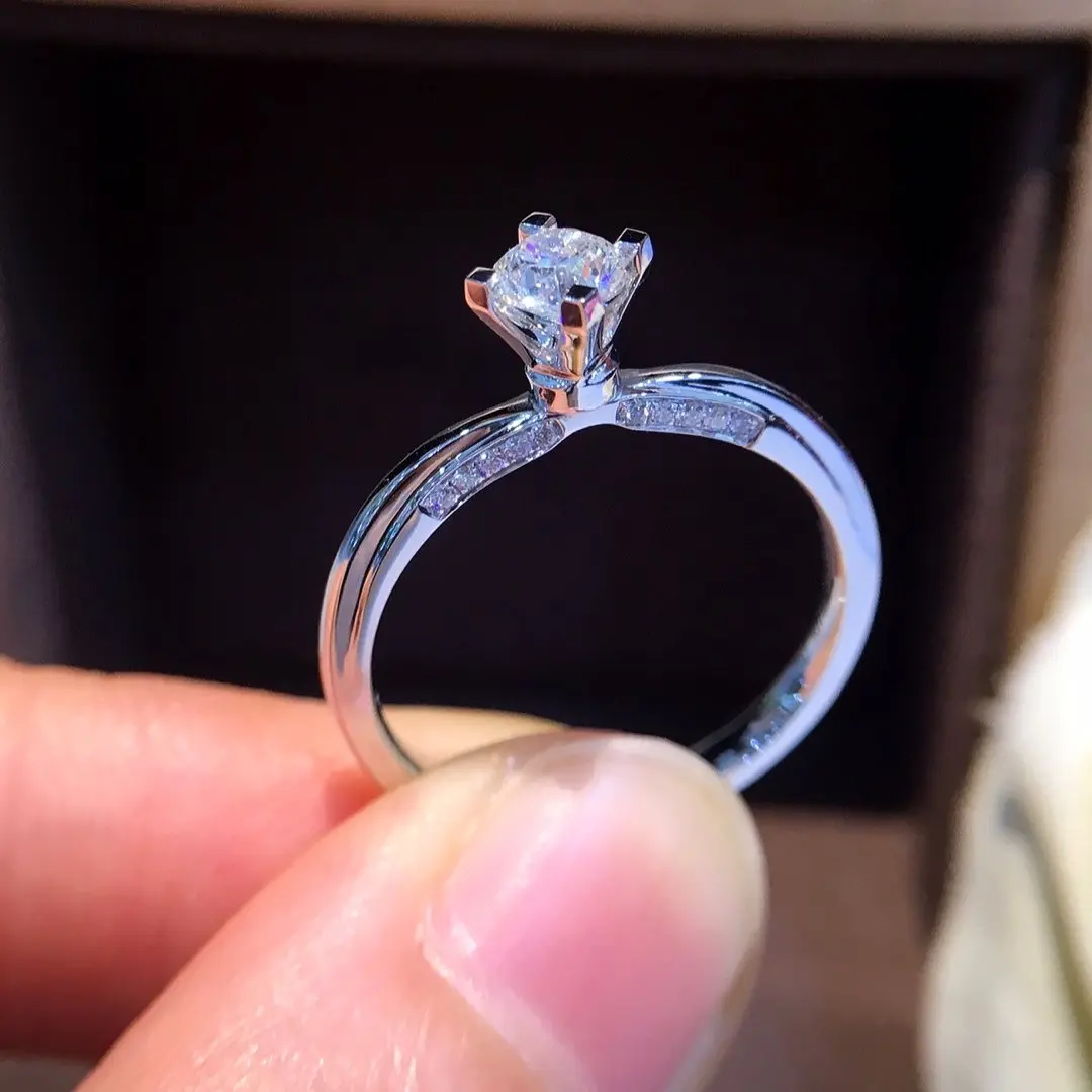 Кольцо с натуральным бриллиантом 18K золото чистое красивое кольцо драгоценными