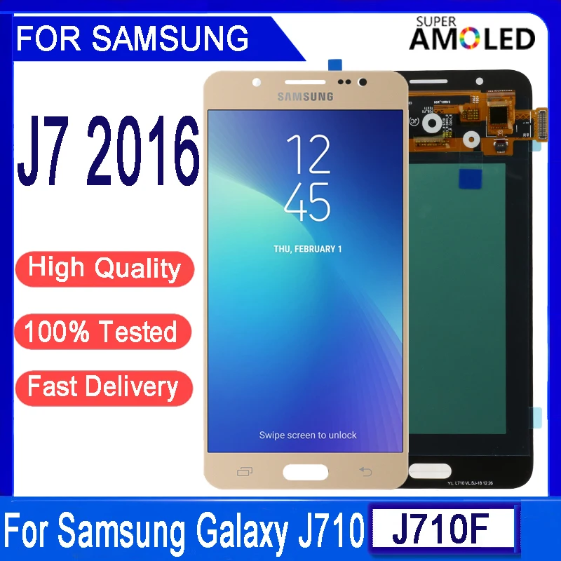 

100% tested Super Amoled LCD For Samsung Galaxy J7 2016 J710 J710F J710M J710G LCD Display Touch Screen Digitizer Assembly