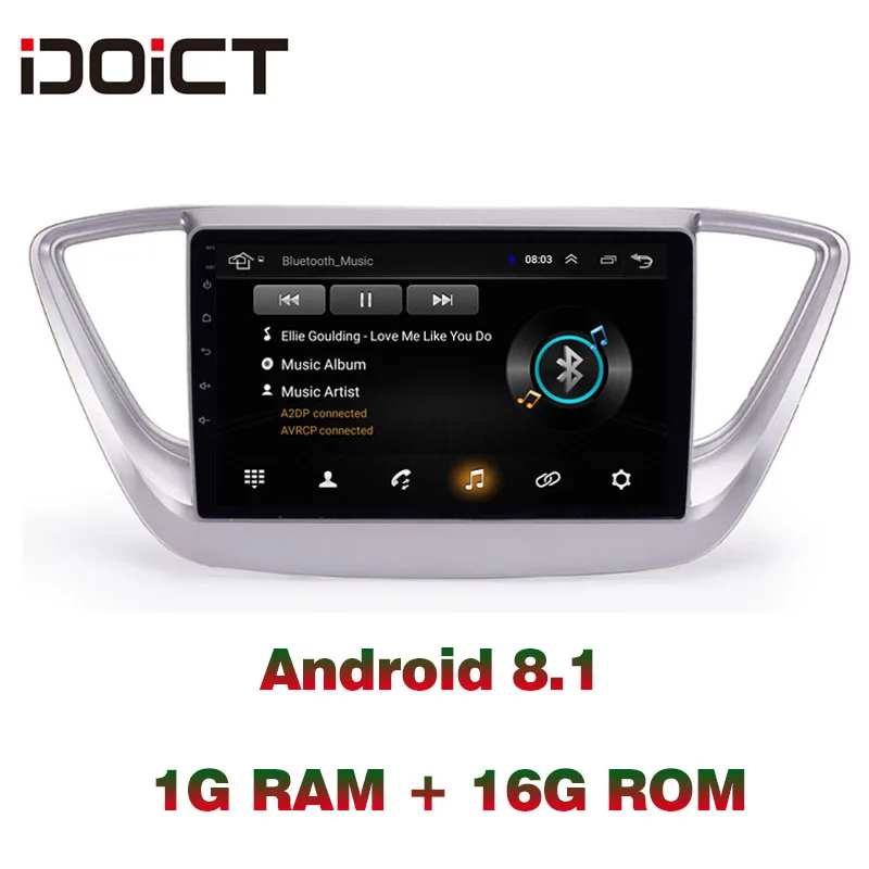 Автомобильный DVD плеер IDOICT Android 8 1 GPS навигация мультимедиа для Hyundai Verna Solaris радио