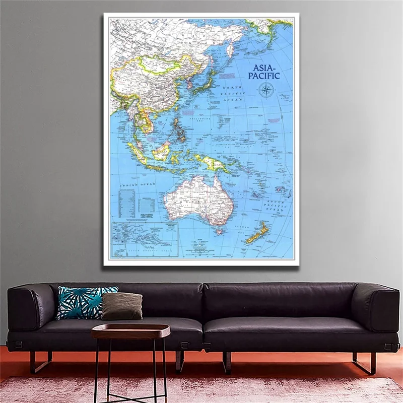 

A1 Size World Map Wall Sticker Spray Painting Map of Asia Pacific Supplement In November 1989 Posters and Prints Living Room
