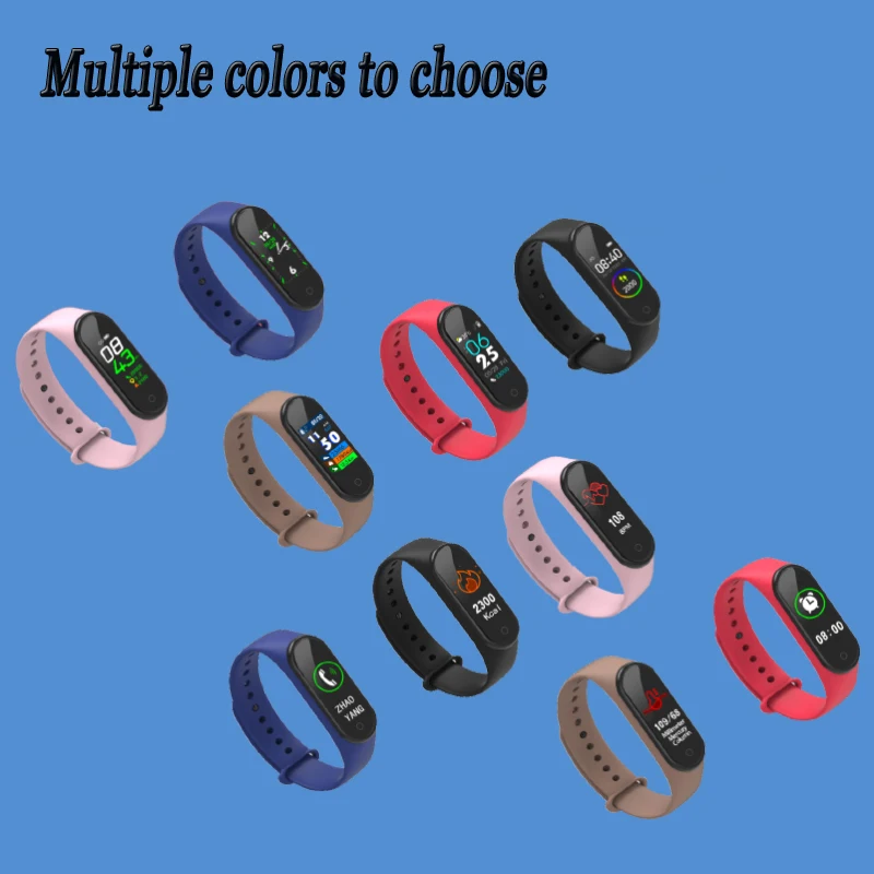 Smart Fitness Bracelet M4 Tracker Waterproof Pedometer Blood Pressure Watch Support Multi-Languauge Wristband For Men Women Kids