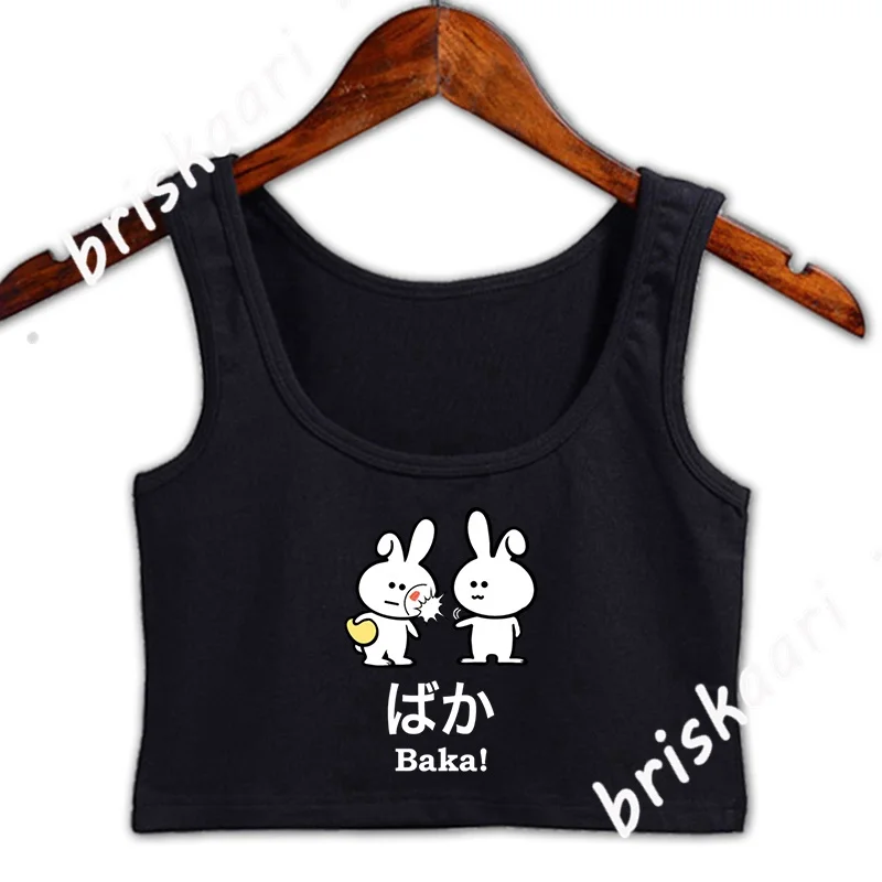 

Baka Anime Rabbit Slap Crop Top Women Tops Graphic Pictures For Girl Summer Style S-XXL Sleeveless Customized Vest