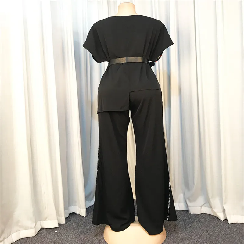 Летний комплект из двух предметов женские комплекты размера плюс топ и штаны