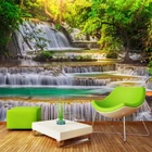 Пользовательские 3D обои водопад теплая вода лес пейзаж гостиная спальня ресторан фото фон бумажные обои
