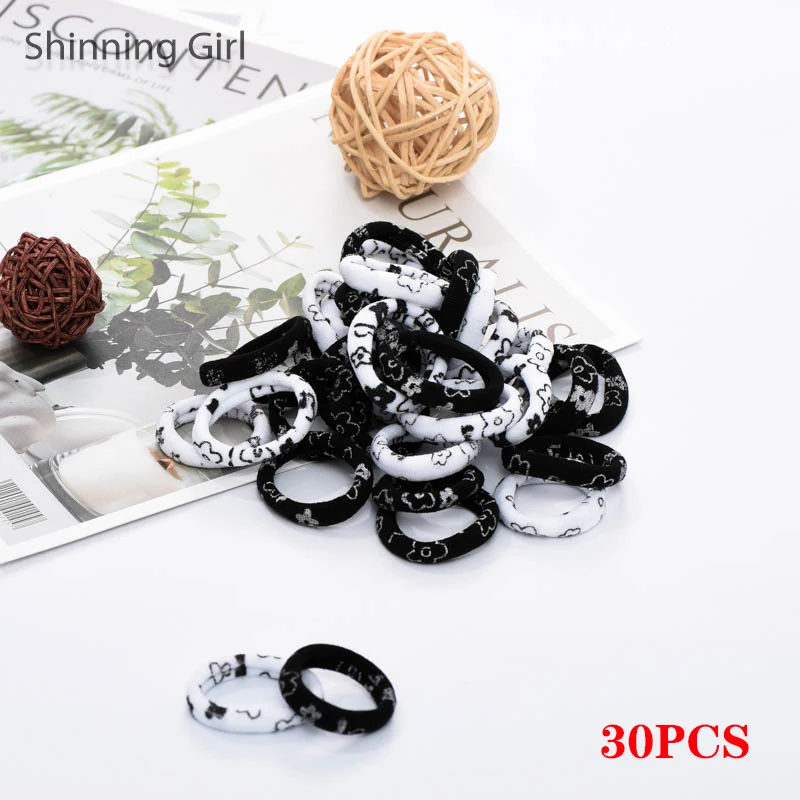 FlowerBlack-30pcs 30 шт./50 шт., бесшовная Детская резинка для волос для девочек, эластичная резинка для волос, резинка для головы, держатель для волос, аксессуары для волос для детей - Окраска металла: FlowerBlack-30pcs