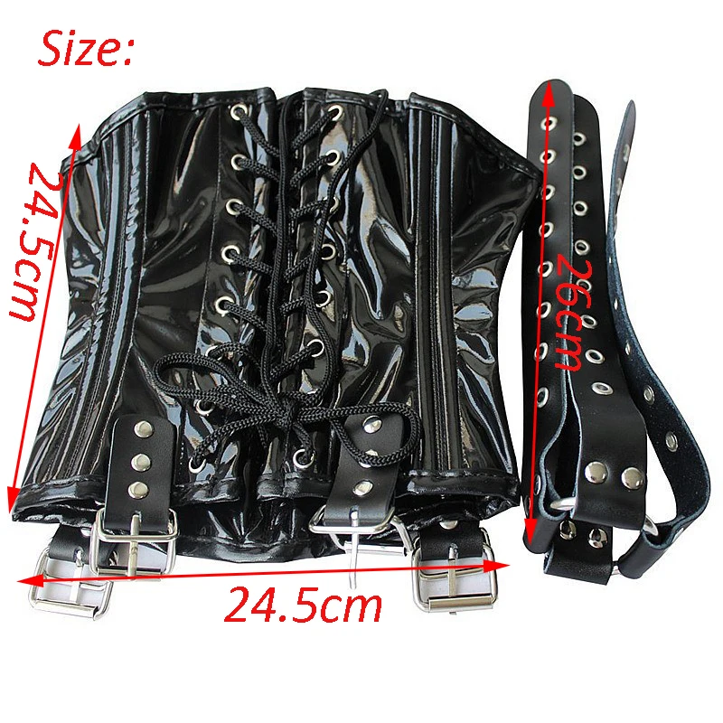 БДСМ черный бондаж из искусственной кожи Регулируемый шейный ошейник фиксаторы