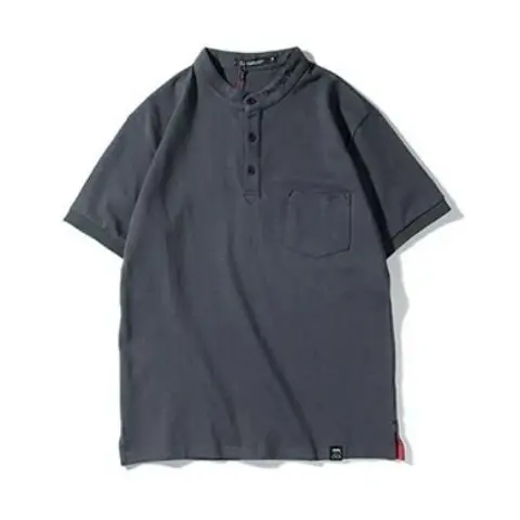 

Japanese stand collar men's pure cotton polo shirt trendy summer brand retro lovers lead men's Short Sleeve T-Shirt