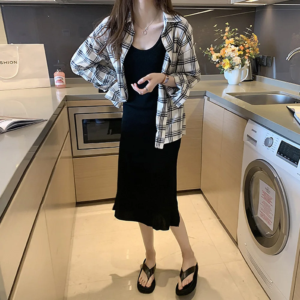 

TSACTE 2021 Women'S Autumn New Style Korean Retro Plaid Shirt, Casual And Versatile Bottoming Shirt,