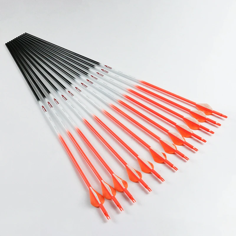 Archery Carbon Arrows spine300-600 ID6.2mm Target 75gr Traditional compound bow recurve bow Hunting 12pcs