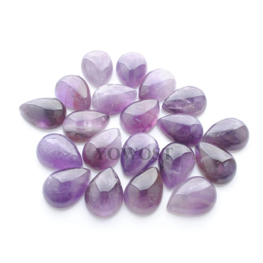 YOWOST Free Shipping Natural Amethysts Gem Stone Teardrop Cabochon CAB No Hole Jewelry 13x18x6MM 20pcs/lot QU3216 | Украшения и