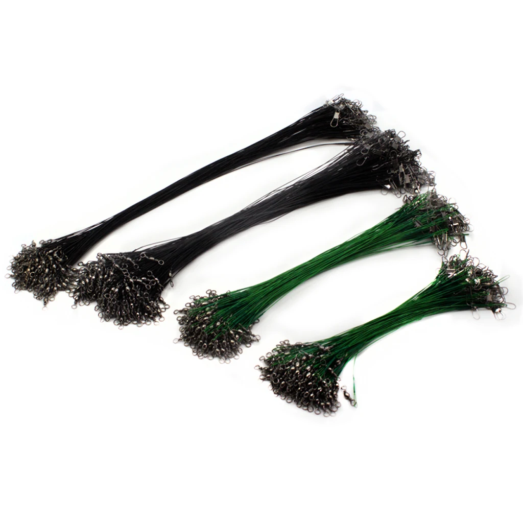 

20pcs Fishing Wire Leaders with Safety Snaps and Barrel Swivels Fishing Leaders for rigging all types of bait or lures
